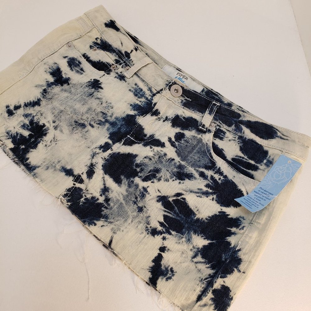 Tie Dye Piper & Blue Denim mini Skirt NWT Jean